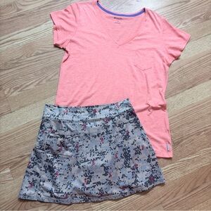 Super Dry Digital Gray Camo Athletic Skort With Columbia T-Shirt Size Large